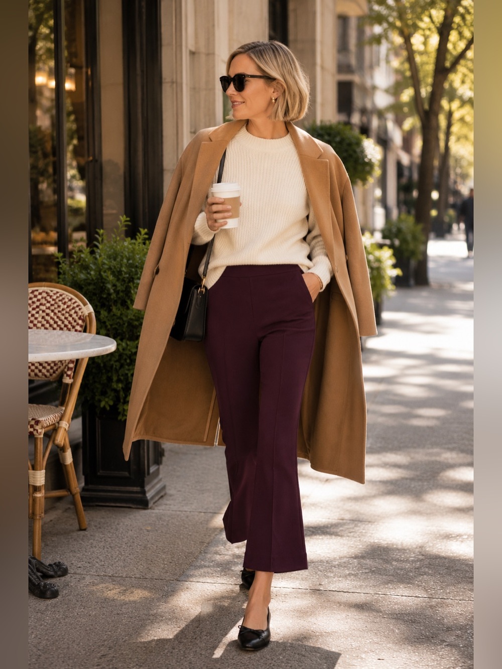 Vince Dahlia Wine Pintuck Cropped Flare Pants – New With Tags NWT – 10